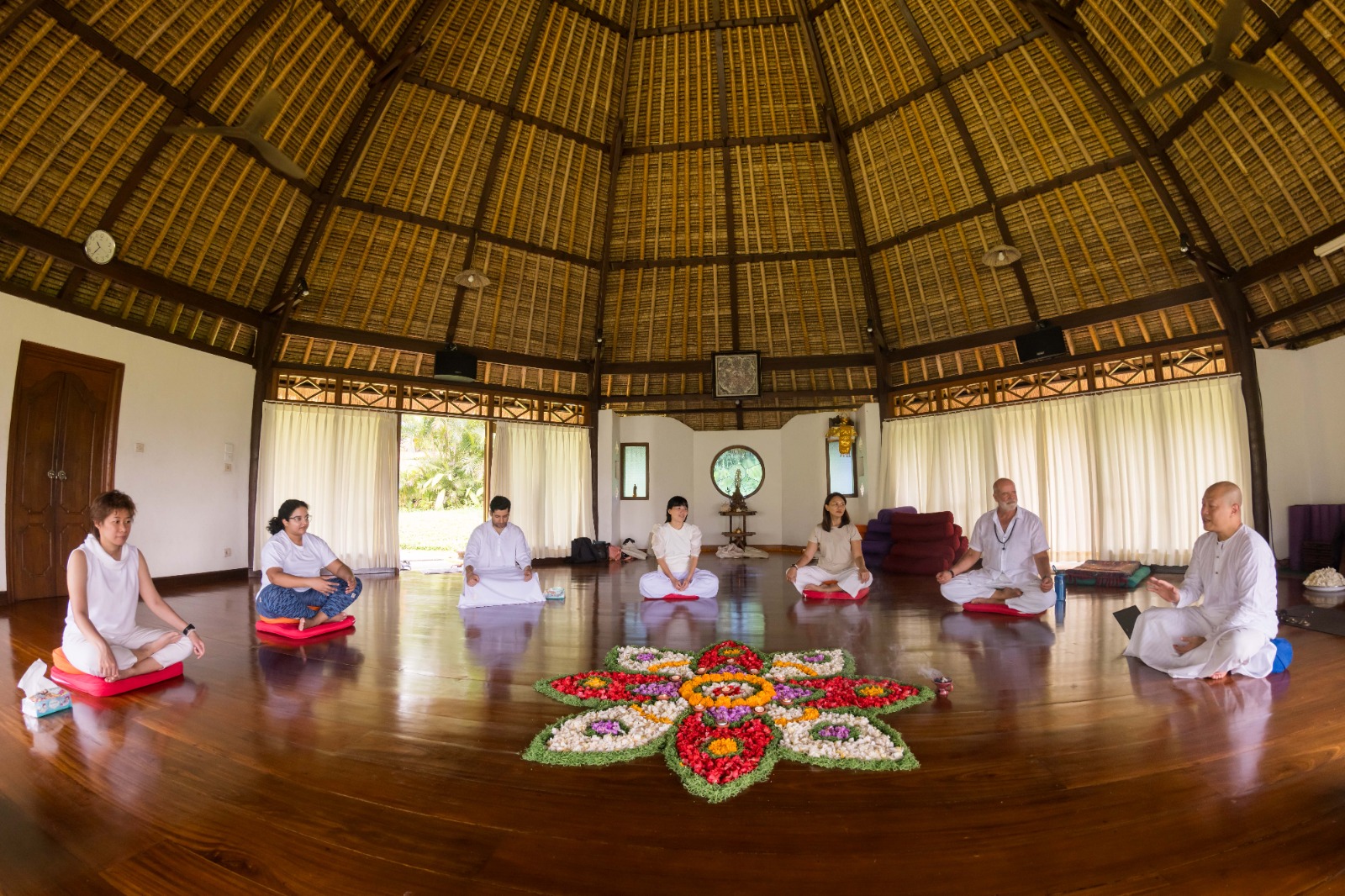 Group meditation retreat in Bali